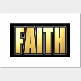 Shiny black and Gold FAITH word ver5 Posters and Art